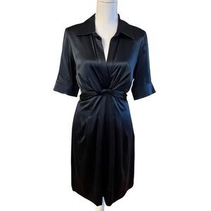 BCBGMAXAZRIA Womens Y2K Silk Dress Size 10 Minimalist Office Career Classic
